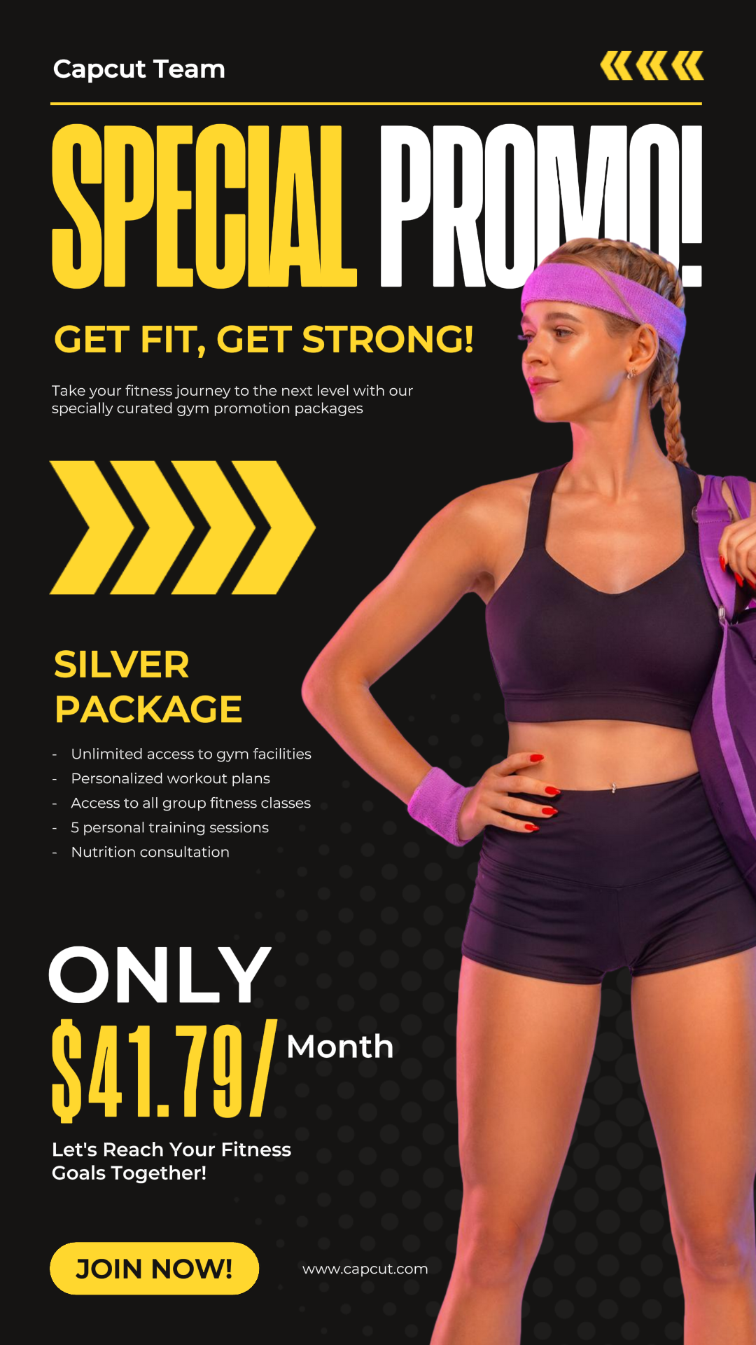 Cartel de marketing de entrenamiento y fitness Promoción de gimnasio Historia de Instagram Estilo moderno