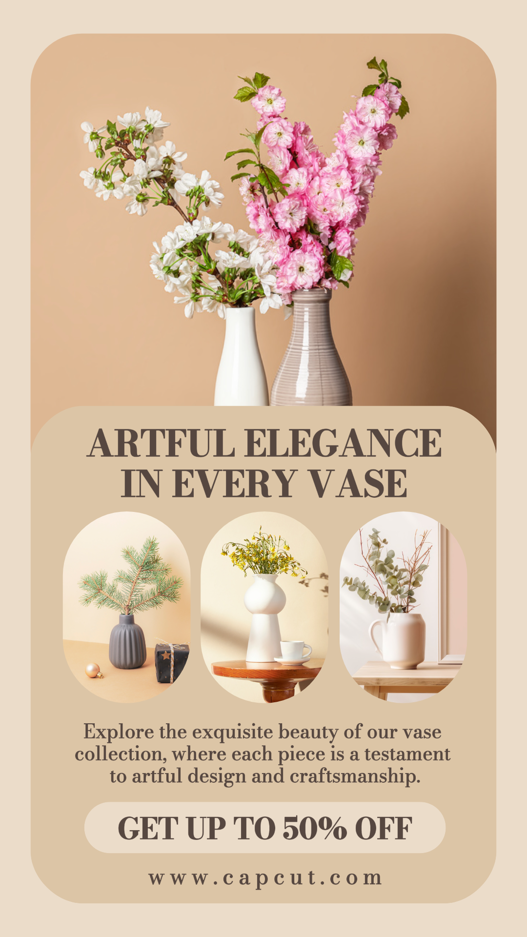 Pôster de Marketing Doméstico Promoção Vasos Instagram Story