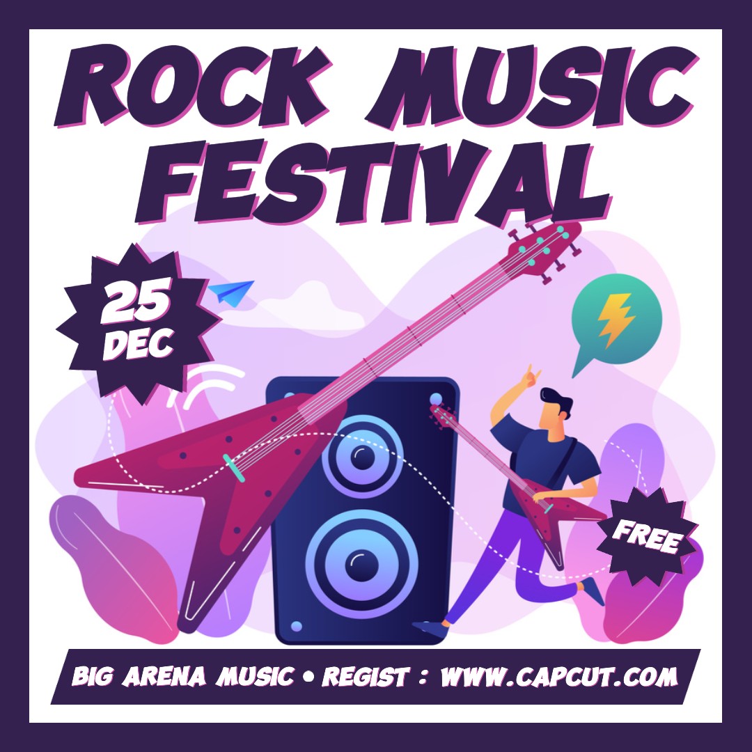 Rock Music Event Promotion Instagram Post Purple Flat Modern