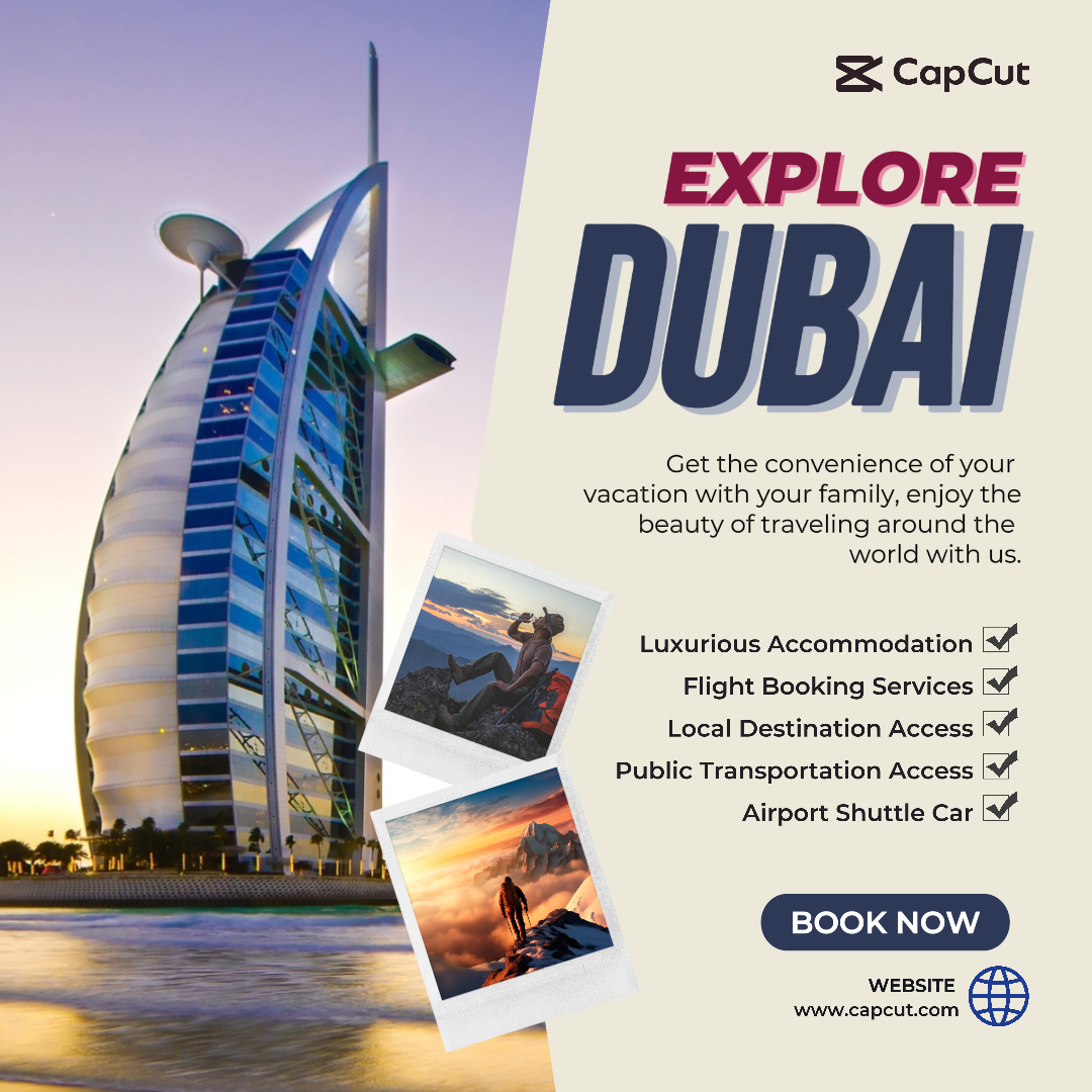 여행 및 투어 포스터 두바이 탐험