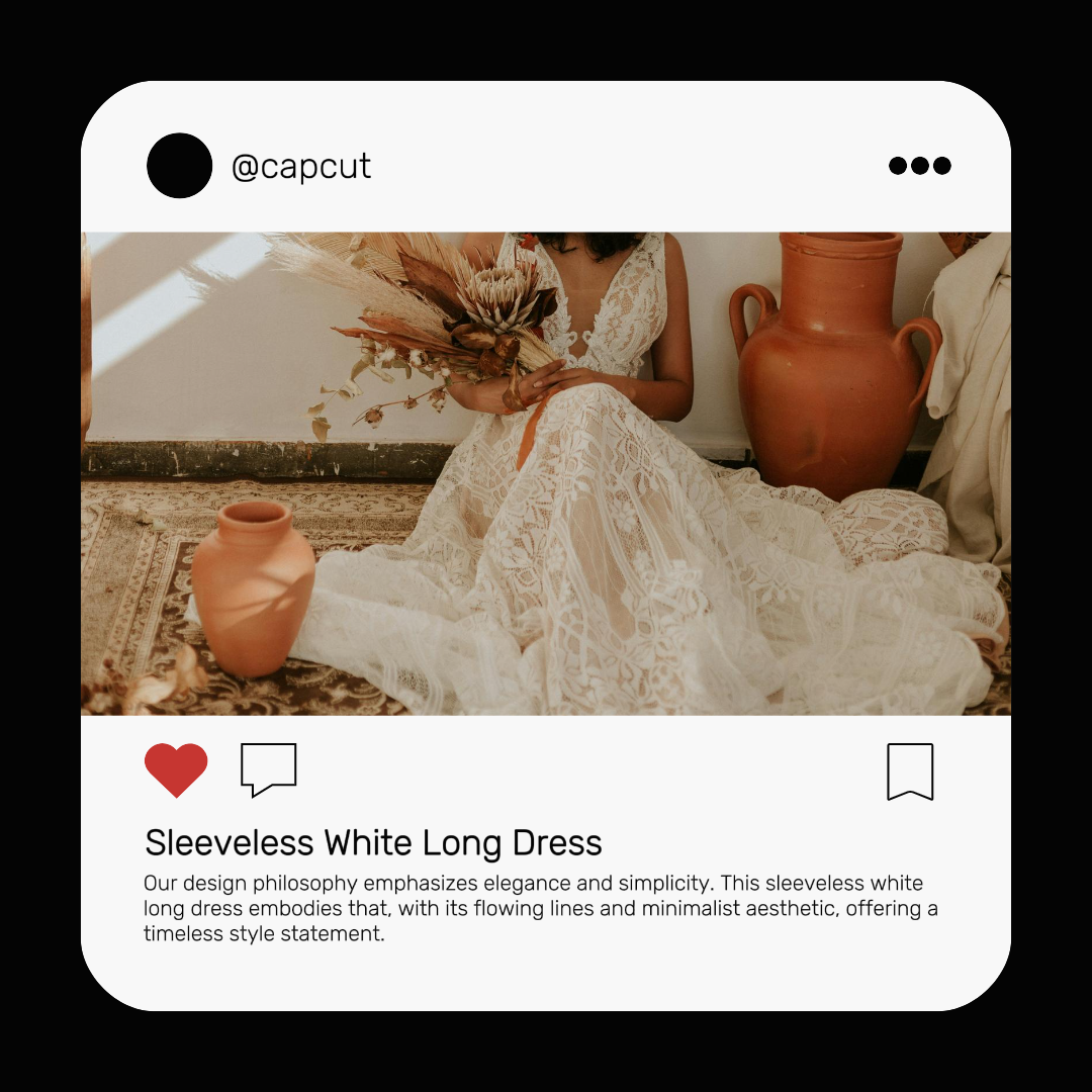 Kleidung und Schuhe - Marketing Poster Instagram Post Ärmelloses Weißes Langes Kleid