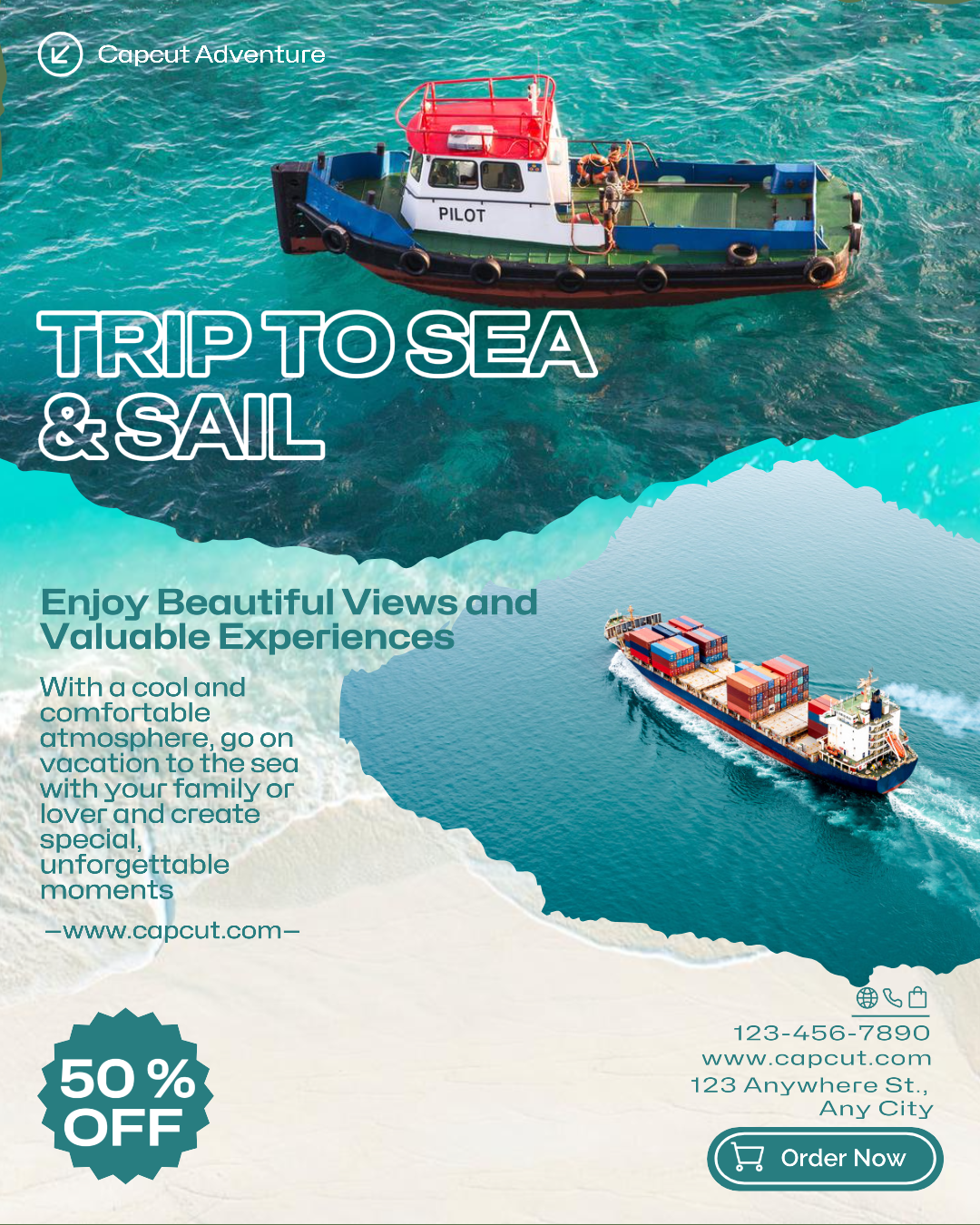 Viagem ao Mar Instagram Post Verde Azul