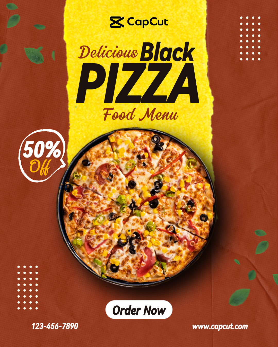 Comida pizza negra publicación de Instagram 8
