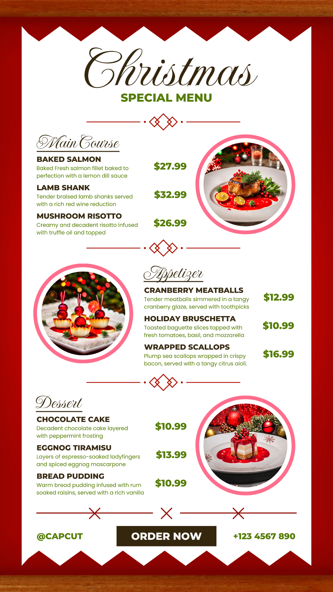 Minimalist Christmas Food Menu for Instagram Story