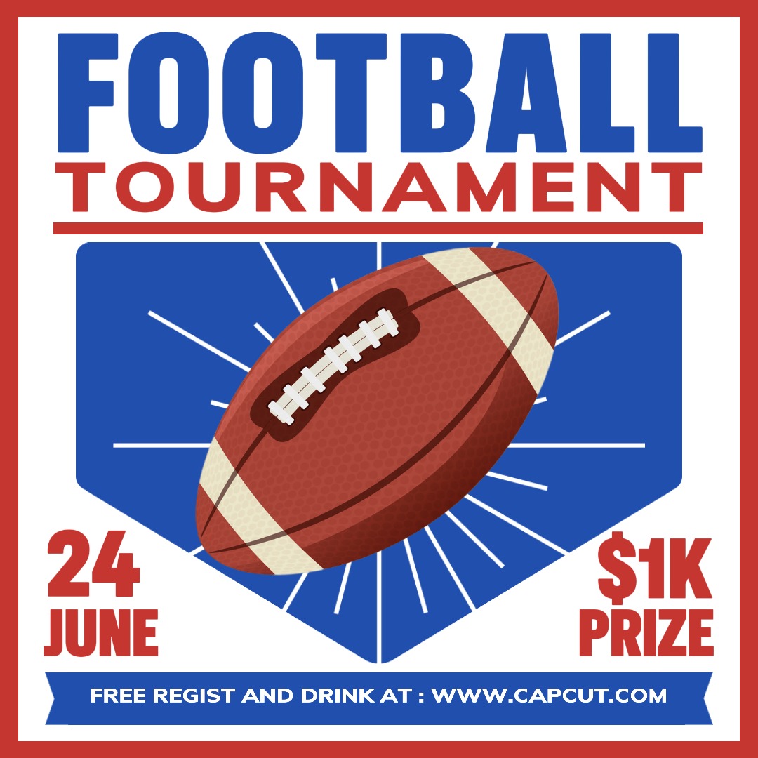 Sport Football Tournament Promotion Instagram Post Blue Red Flat Modern