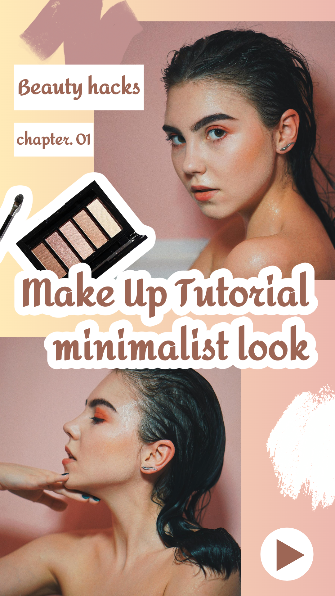 Tiktok Thumbnail Schönheit und Pflege Make-up Tutorial Collage-Stil