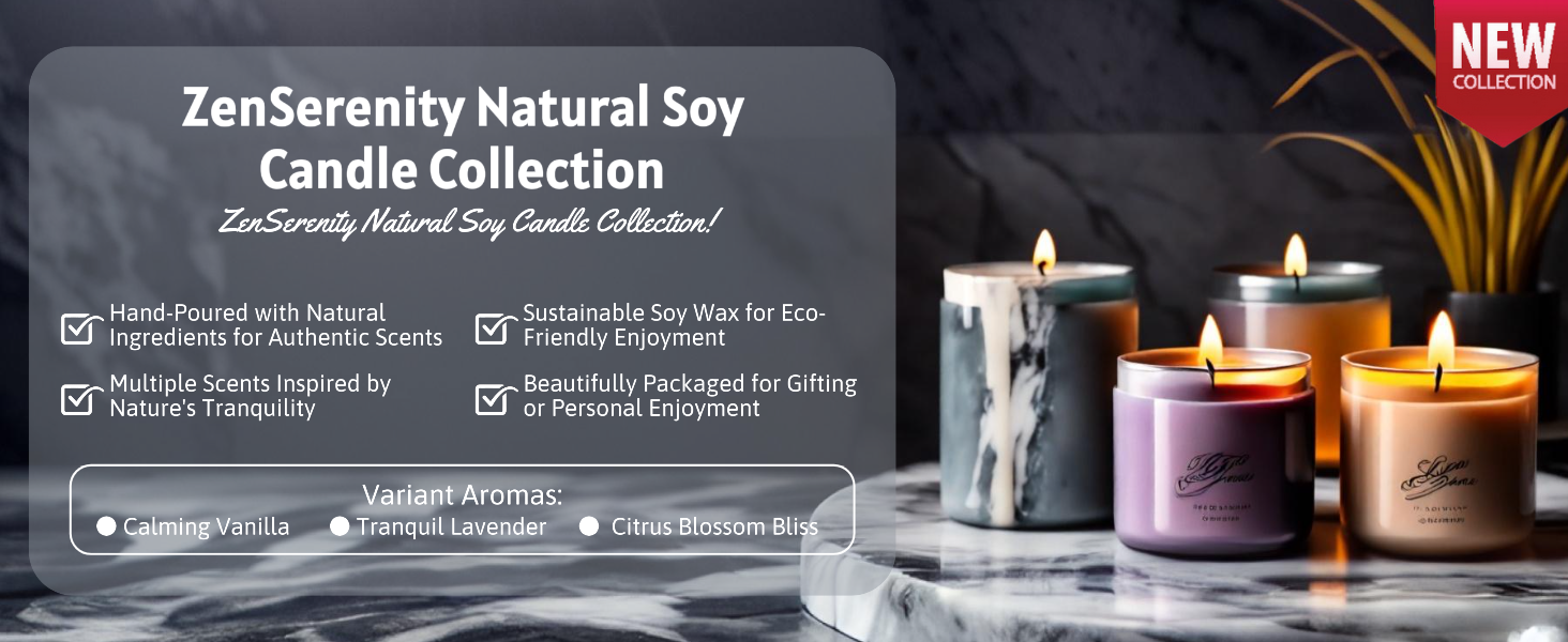 E-Commerce Household  ZenSerenity Natural Soy Candle Collection Detail Page
