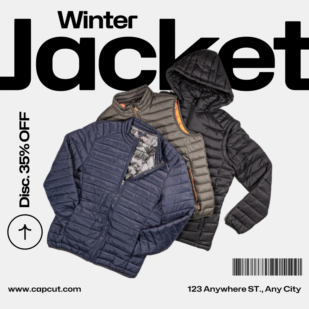 Affiche de marketing de vêtements promotion de veste d'hiver post instagram