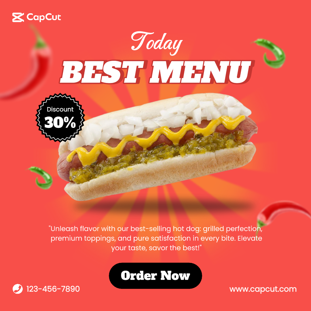 Bestes Menü Hot Dog Rabatt Instagram Post