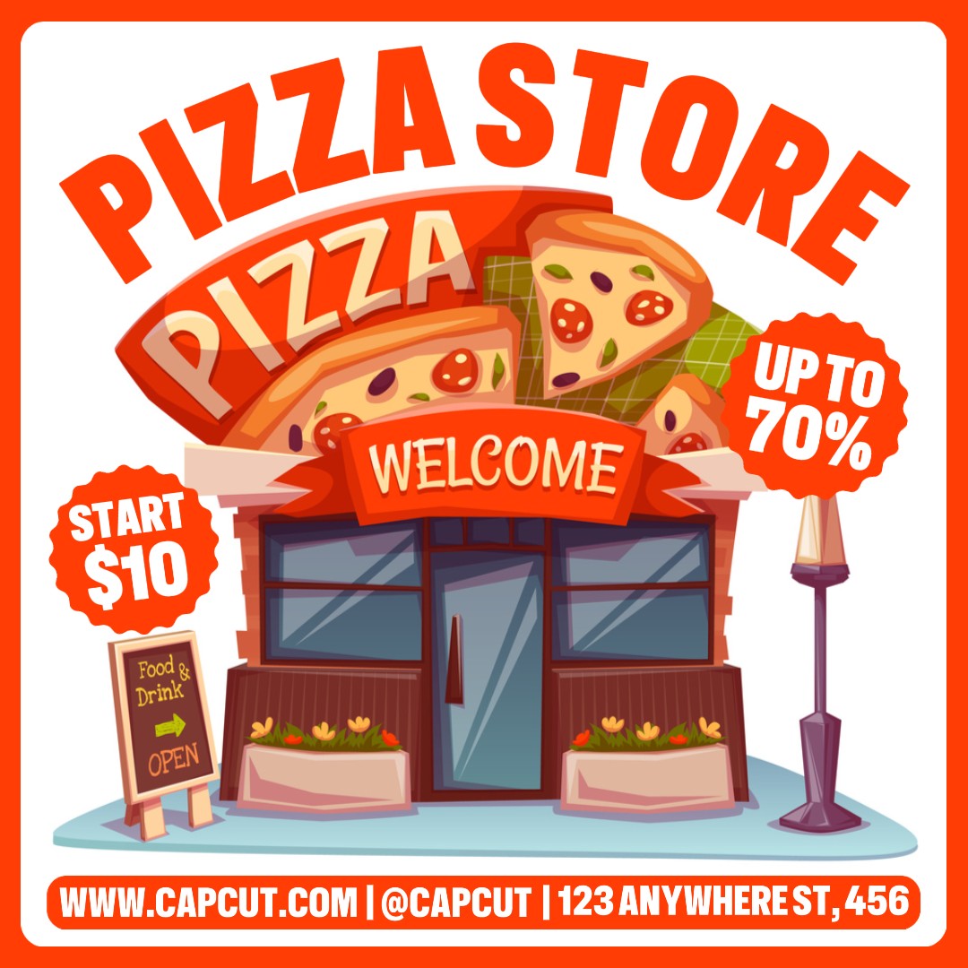 Promoção da Pizza Store Instagram Post Red Flat Modern