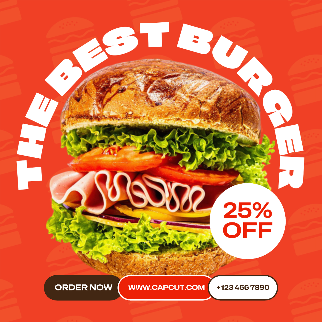 Poster Pemasaran Makanan Burger Promosi Posting Instagram