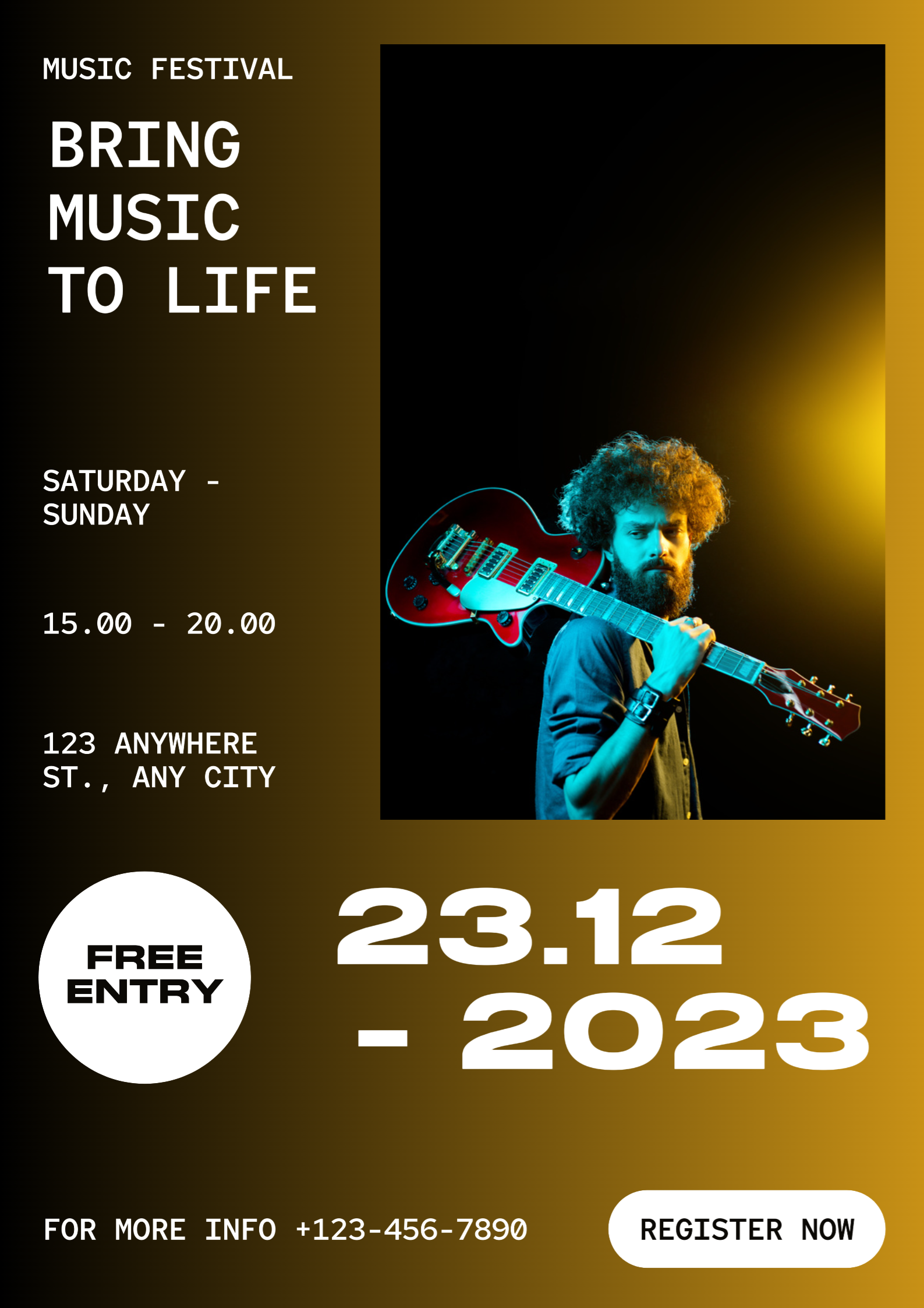 Affiche de campus non marketing festival de musique dégradé noir brun minimaliste