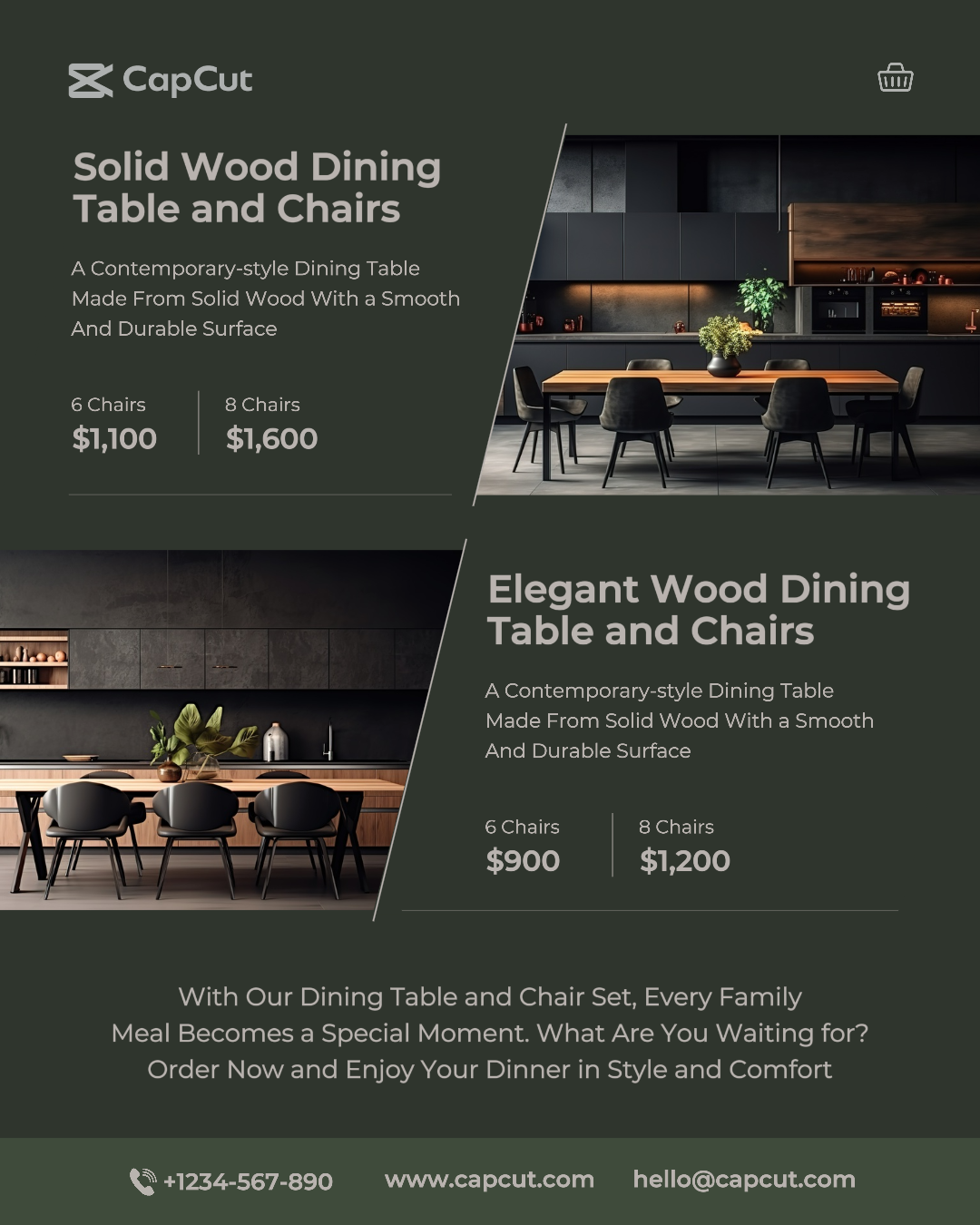 Furniture Wood Dining Table and Chairs Instagram Portrait