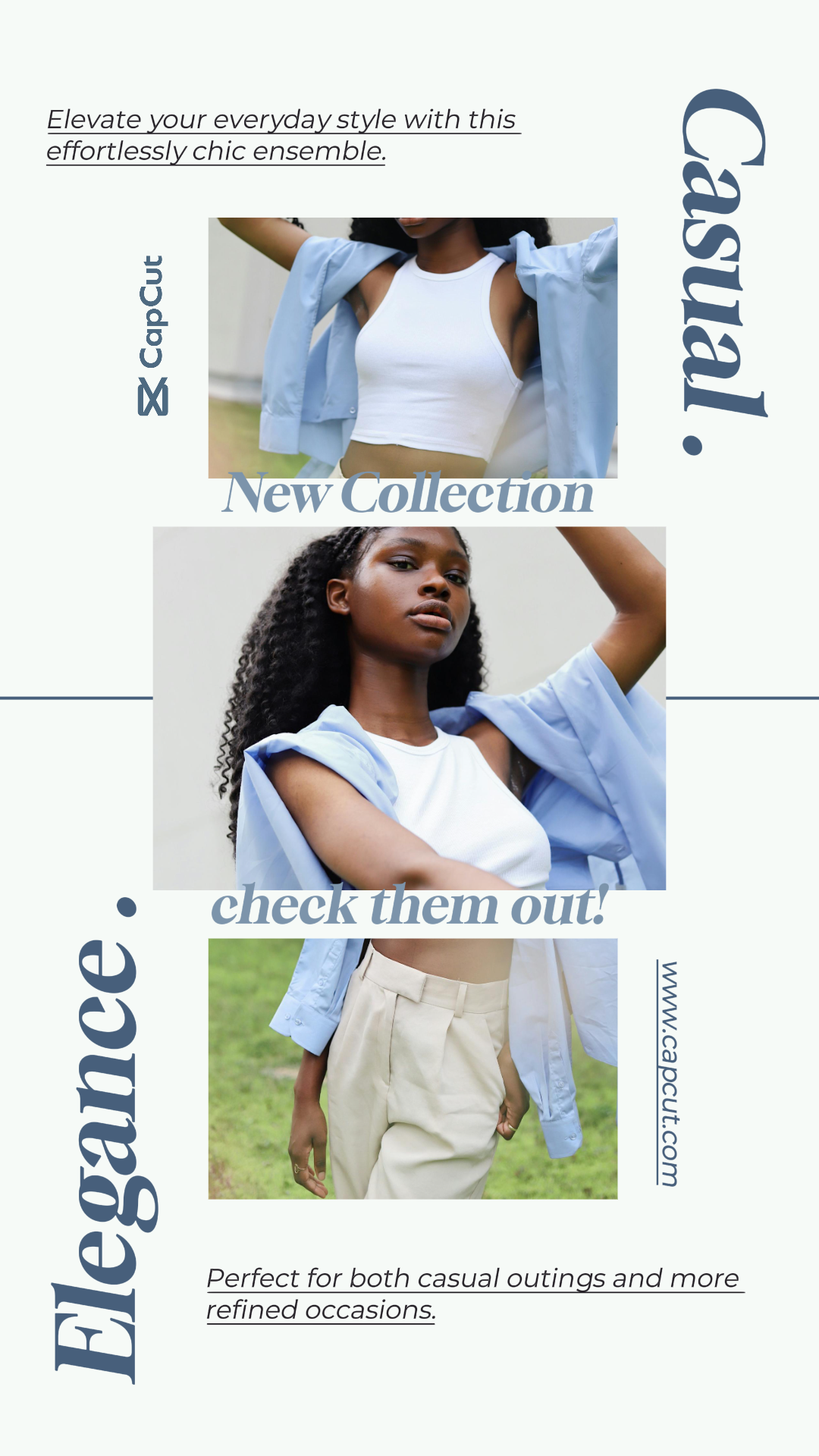 Ropa y zapatos - Cartel de marketing Elegancia informal Historia de Instagram Tema azul