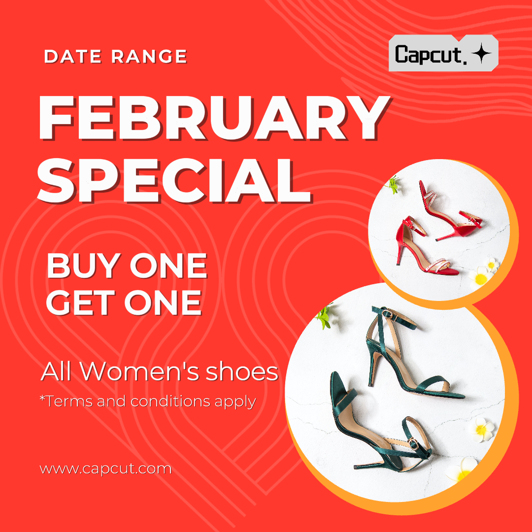 Clothing and Shoes - Marketing Poster - Promotion - Buy one take one womens shoes red