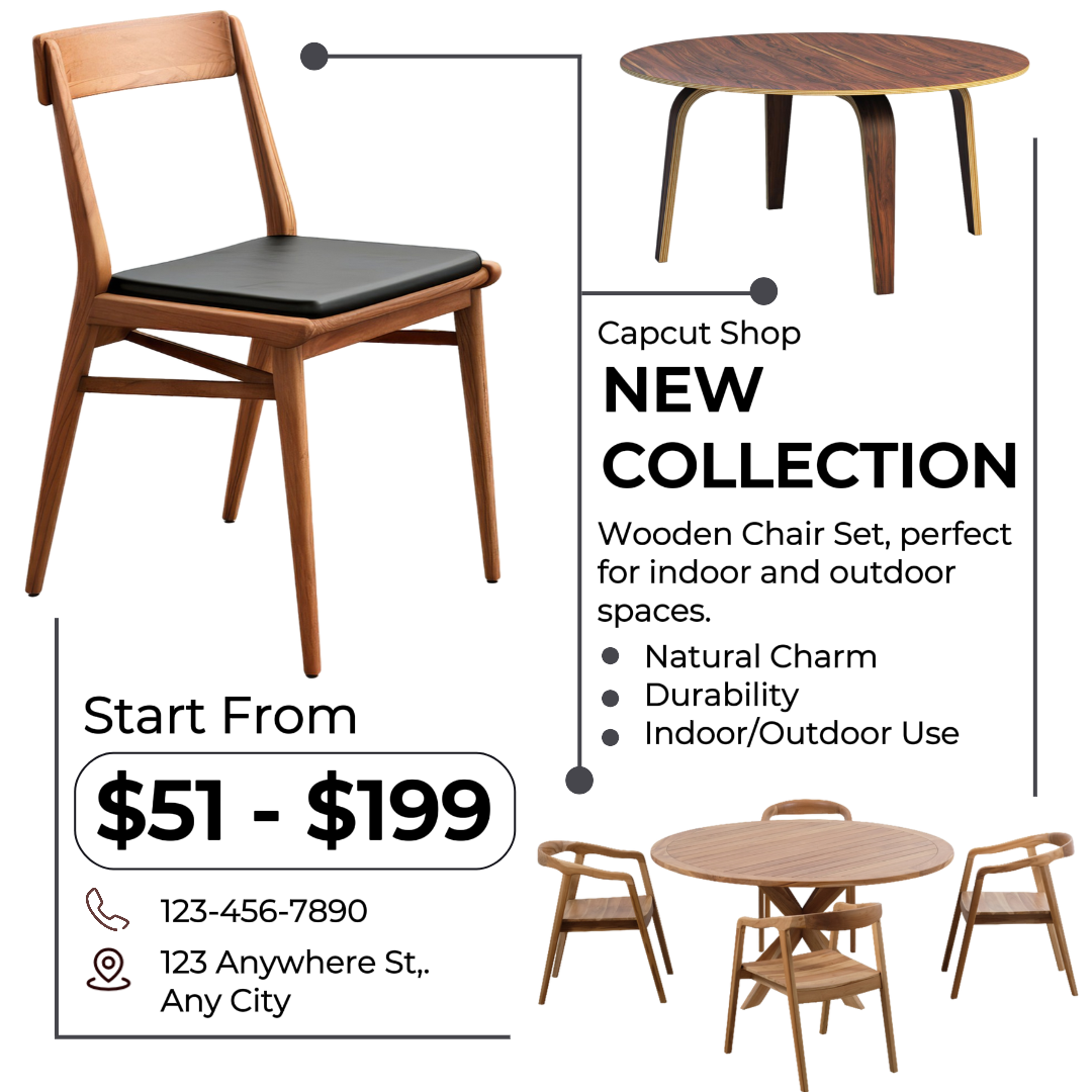 Collection de meubles de maison Ensemble de table en bois Instagram Post Style délicat