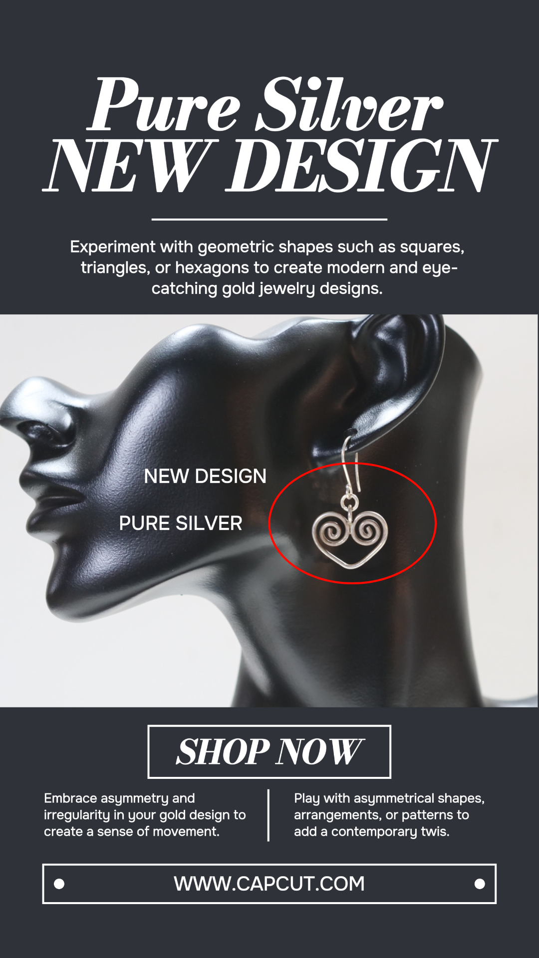 Présentoir de marketing de bijoux IG Story argent et noir