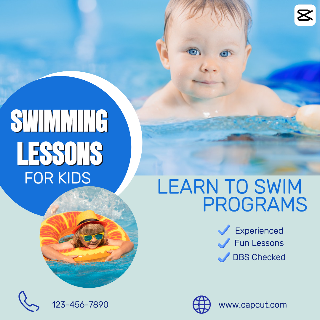Sports and Match Swimming Lessons Instagram Post Blue Minimalist Style