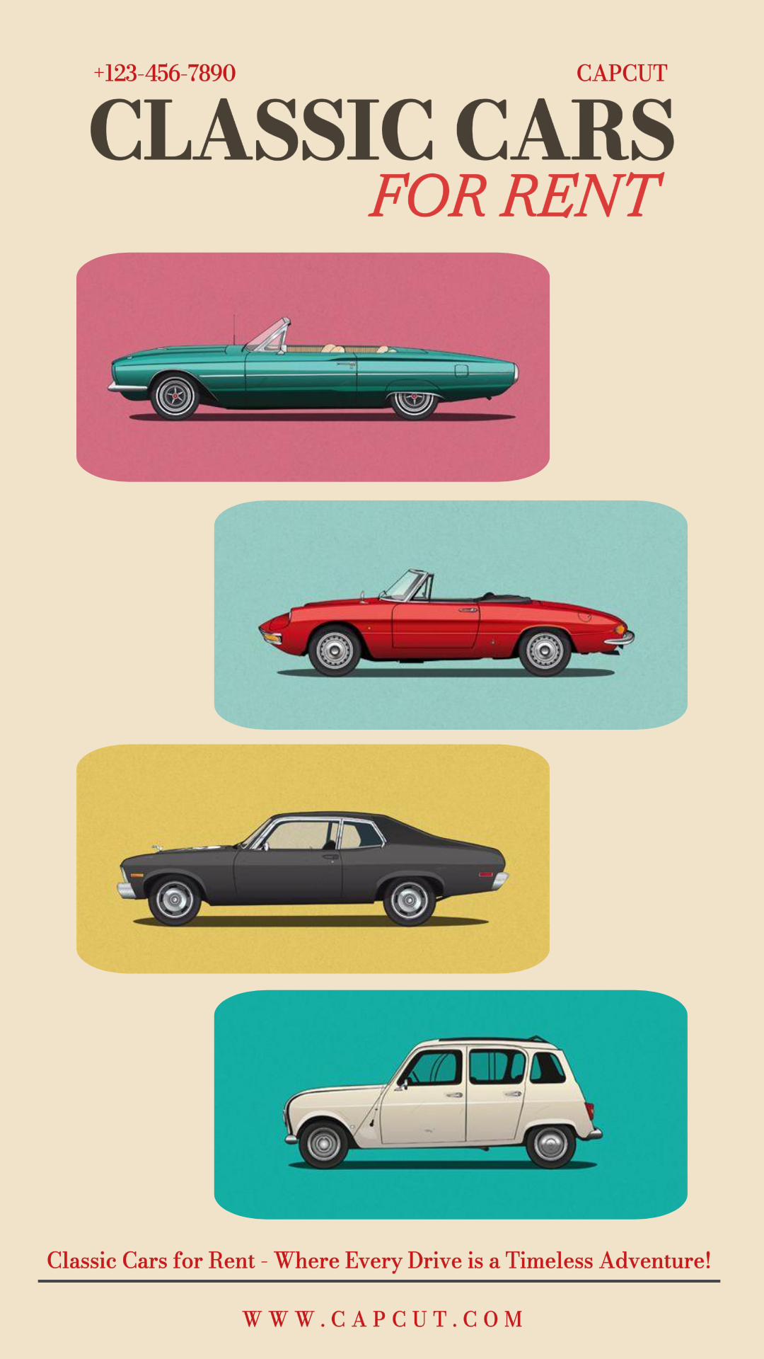 Mobil - Poster Pemasaran - Sewa Mobil Klasik - Kisah Instagram