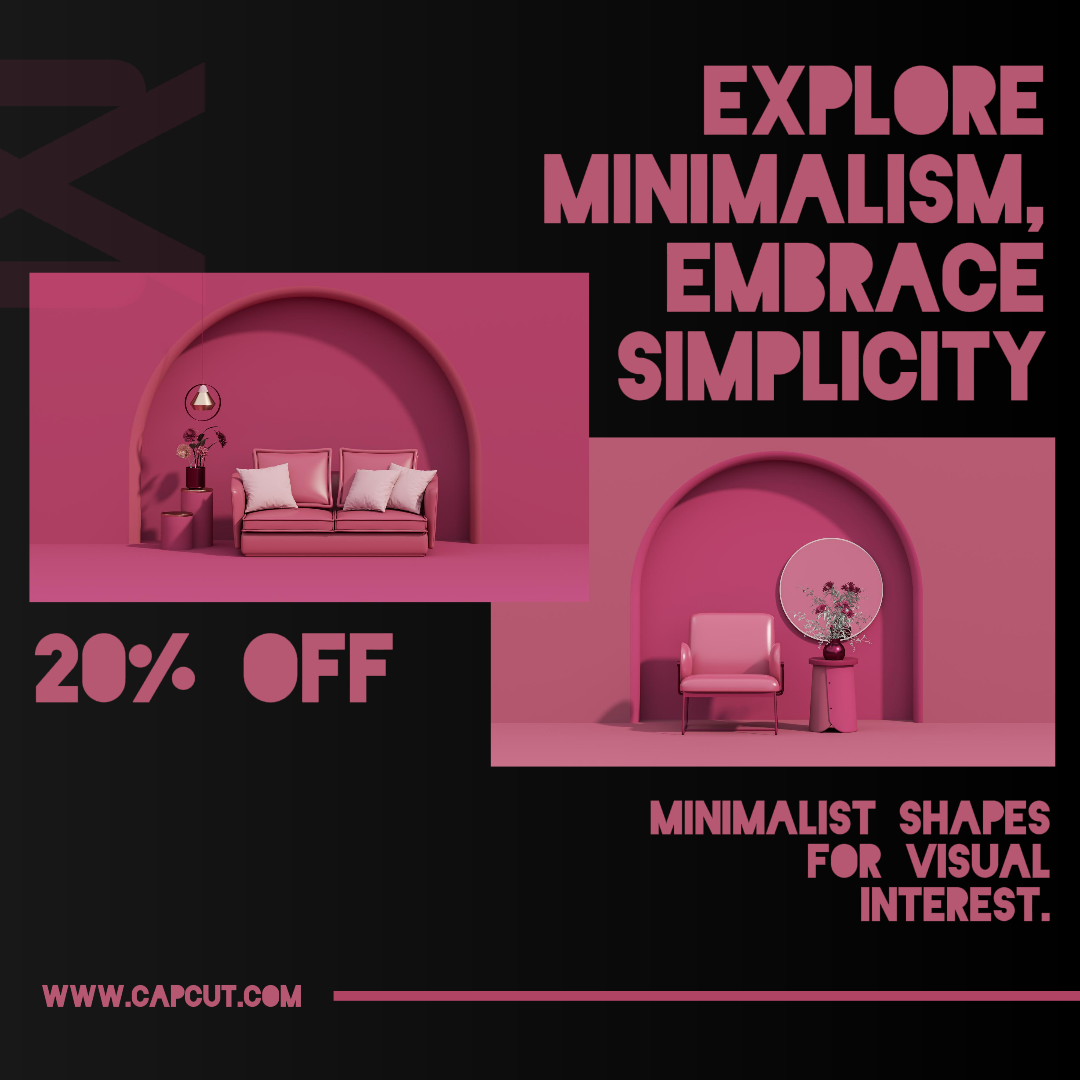 Cartel de marketing de collage minimalista Publicación de Instagram Negro Rosa