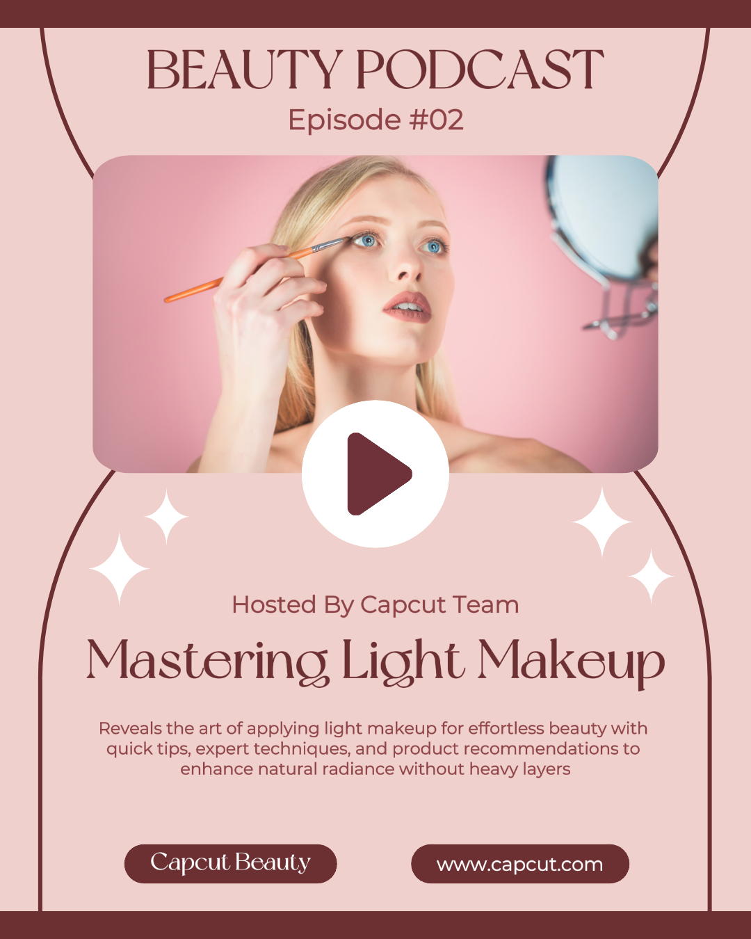 Affichage de l'effet de maquillage lumineux du podcast beauté