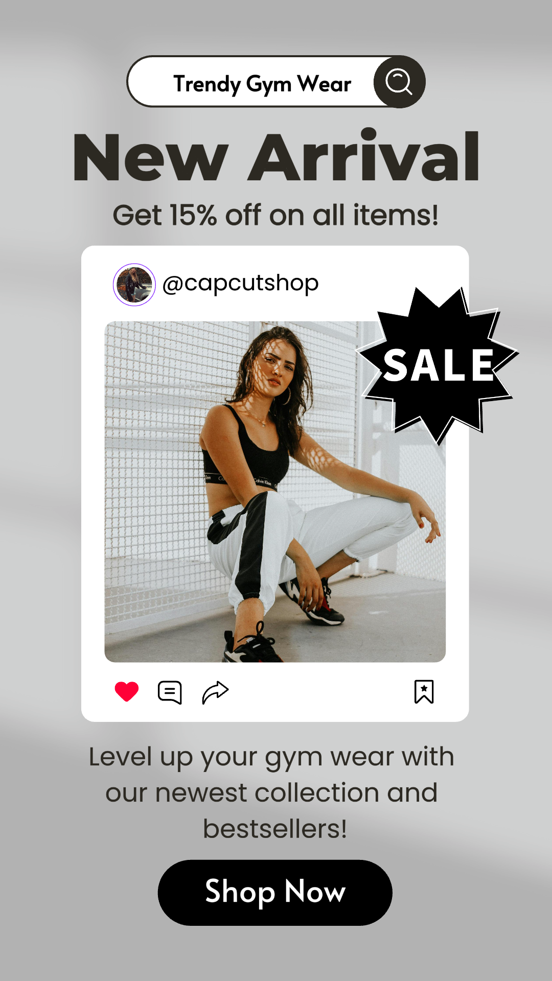 Ropa y zapatos - Cartel de marketing Instagram Post Ropa de gimnasio