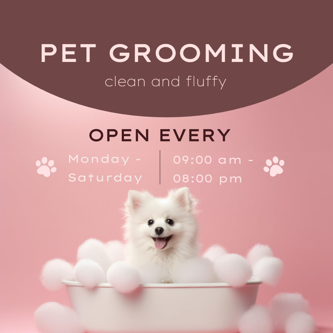 E-commerce Pets Grooming Service for Dog Pet Grooming and Care Playful Pink