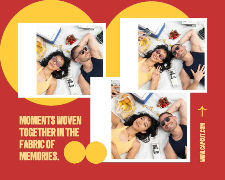 Collage de fotos sin marketing rojo minimalista