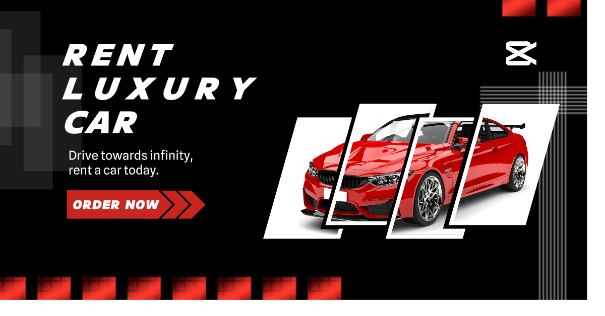 Rental Car Marketing Banner Poster Car Automotive Rental Car Facebook Black Red Technology