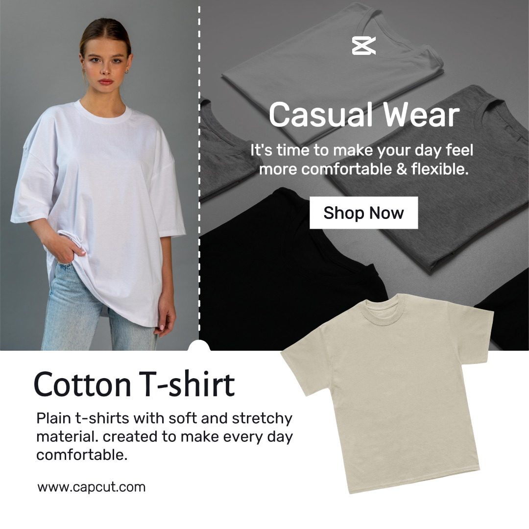 Pakaian & Sepatu S-shirt Promosi Instagram Post Putih