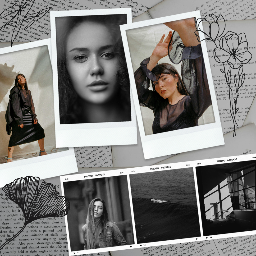 미니멀리스트 콜라주 마케팅 포스터 인스타그램 포스팅 모노크롬 페이퍼 폴라로이드