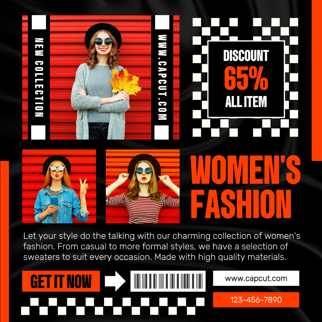 Promoción De Moda Instagram Post Streetwear Negro Naranja