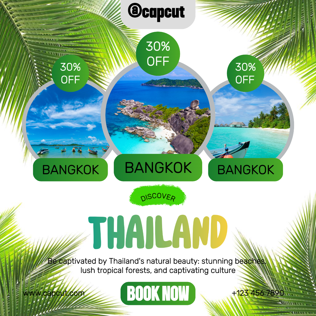 Reisemarketing-Poster für Instagram-Post grün dominant mit Bild rund und weiß