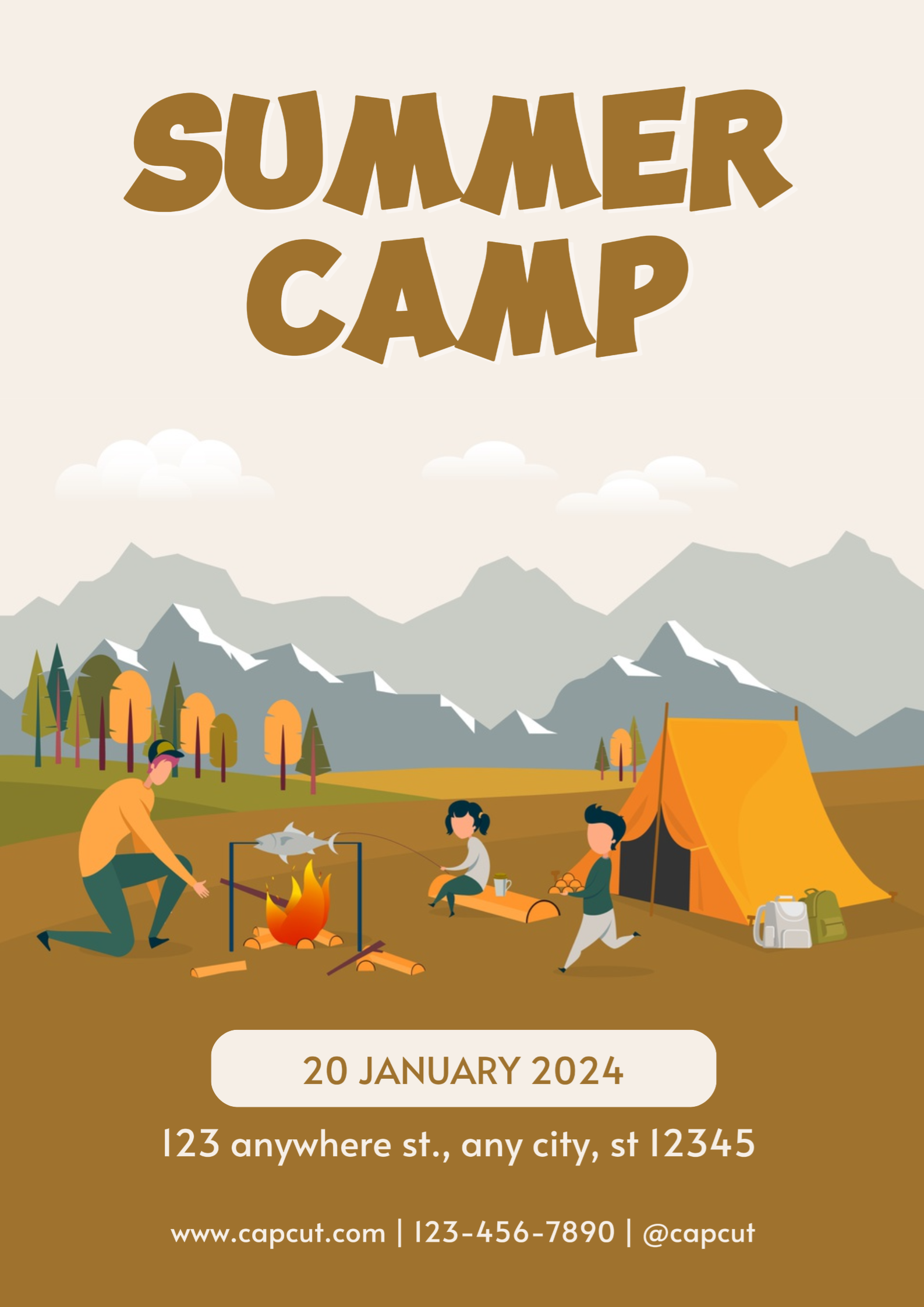 Cartel de actividad de campamento de verano sin marketing