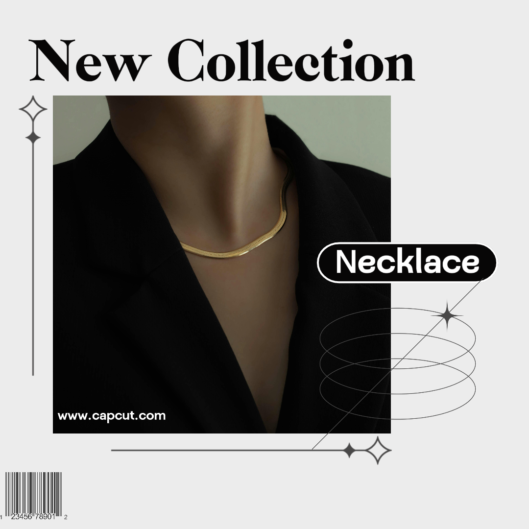 Bijoux et accessoires Affiche marketing Nouvelle collection Instagram Post Élégant noir et blanc