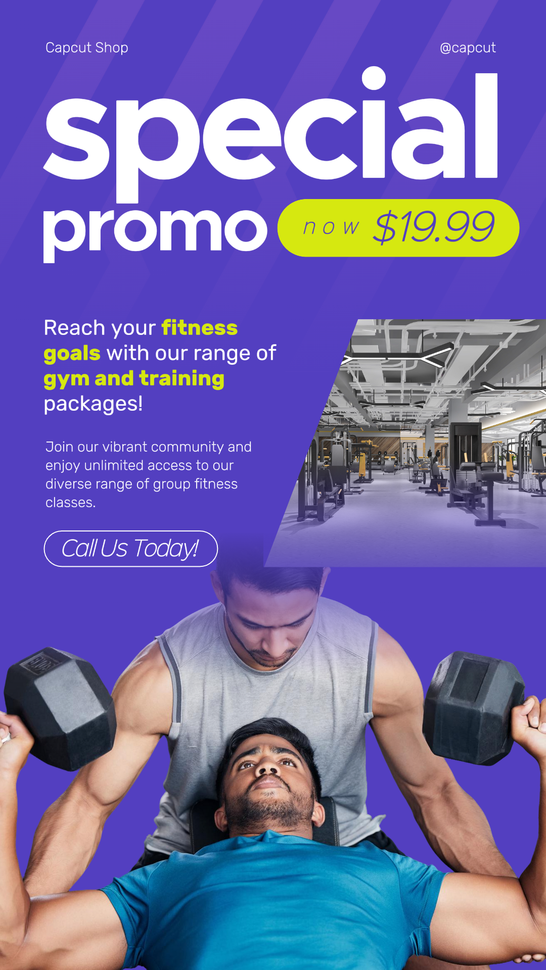 Workout and Fitness Marketing Poster Gym Promotion Instagram Story Modern
