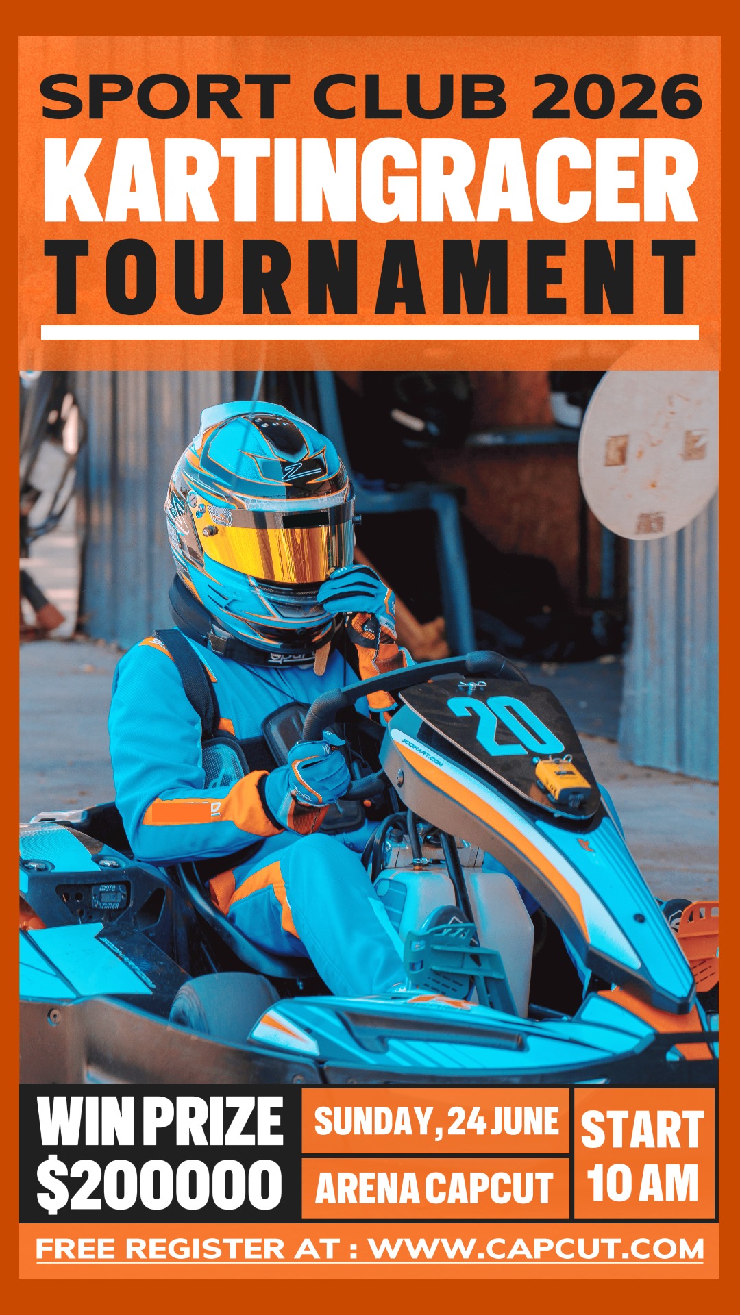 Sport Karting Racer Promotion Instagram Story Orange Flat Modern
