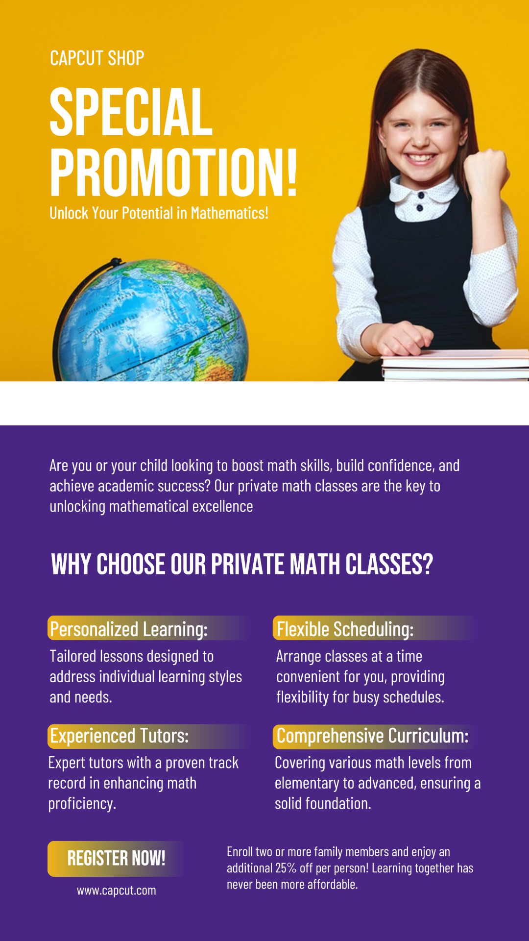 Educación y Entrenamiento Matemáticas Clase Privada Instagram Historia Amarillo Moderno