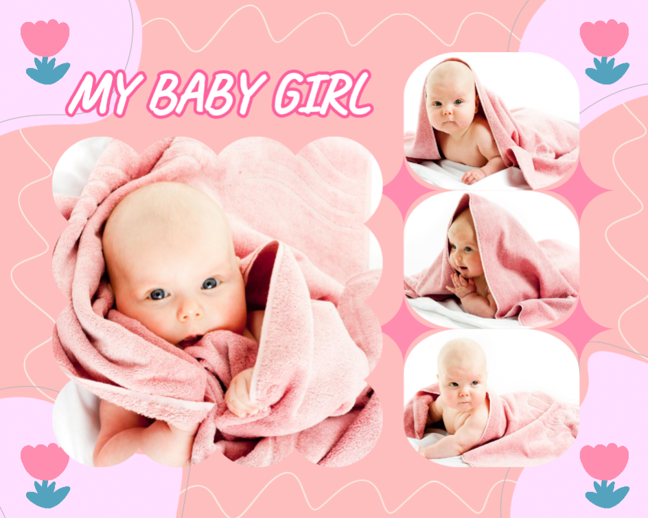 Colagem de fotos sem marketing My Baby Girl Pink Theme