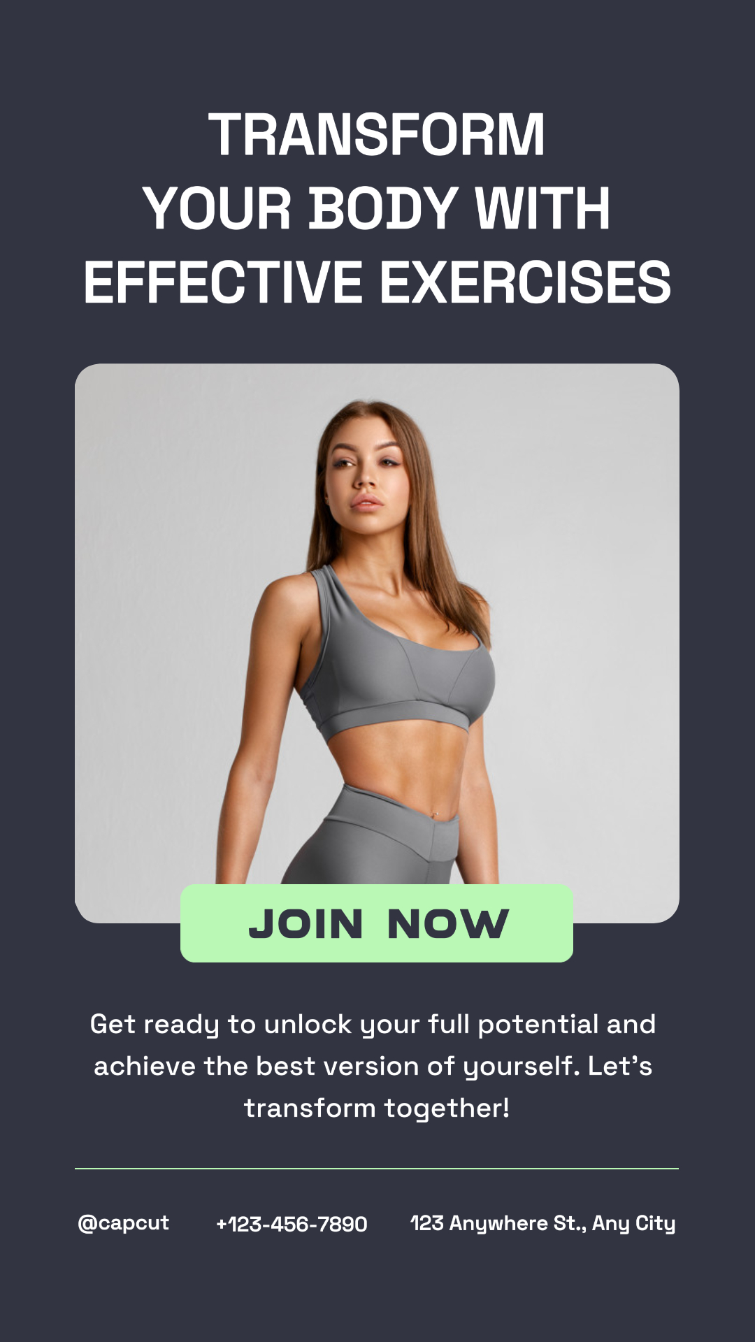 Historia de Instagram de entrenamiento y fitness moderno gris oscuro