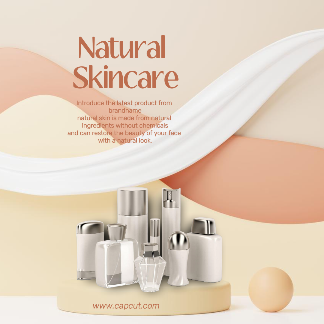 Beauty Care Natural Skincare Product Marketing Poster Instagram Post Peach