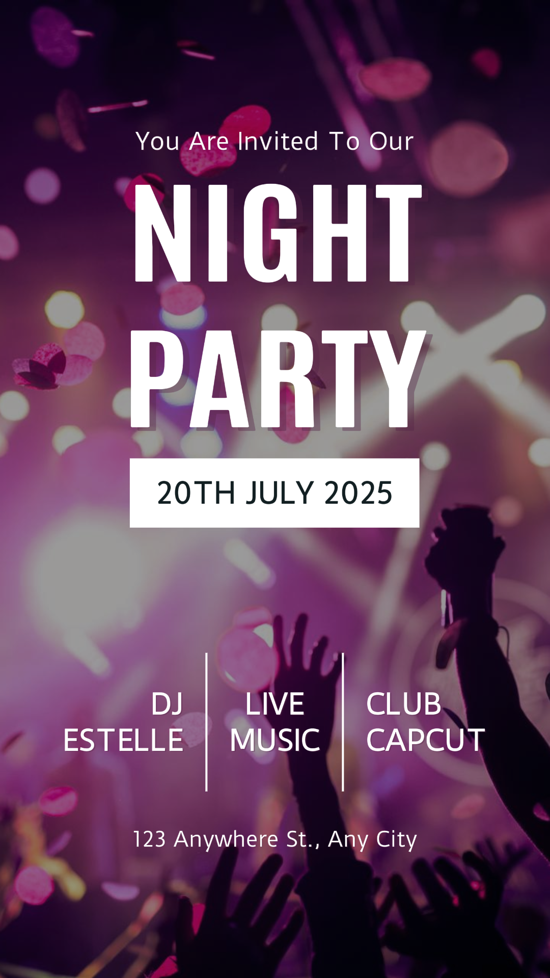 Entertainment night party instagram post white and purple