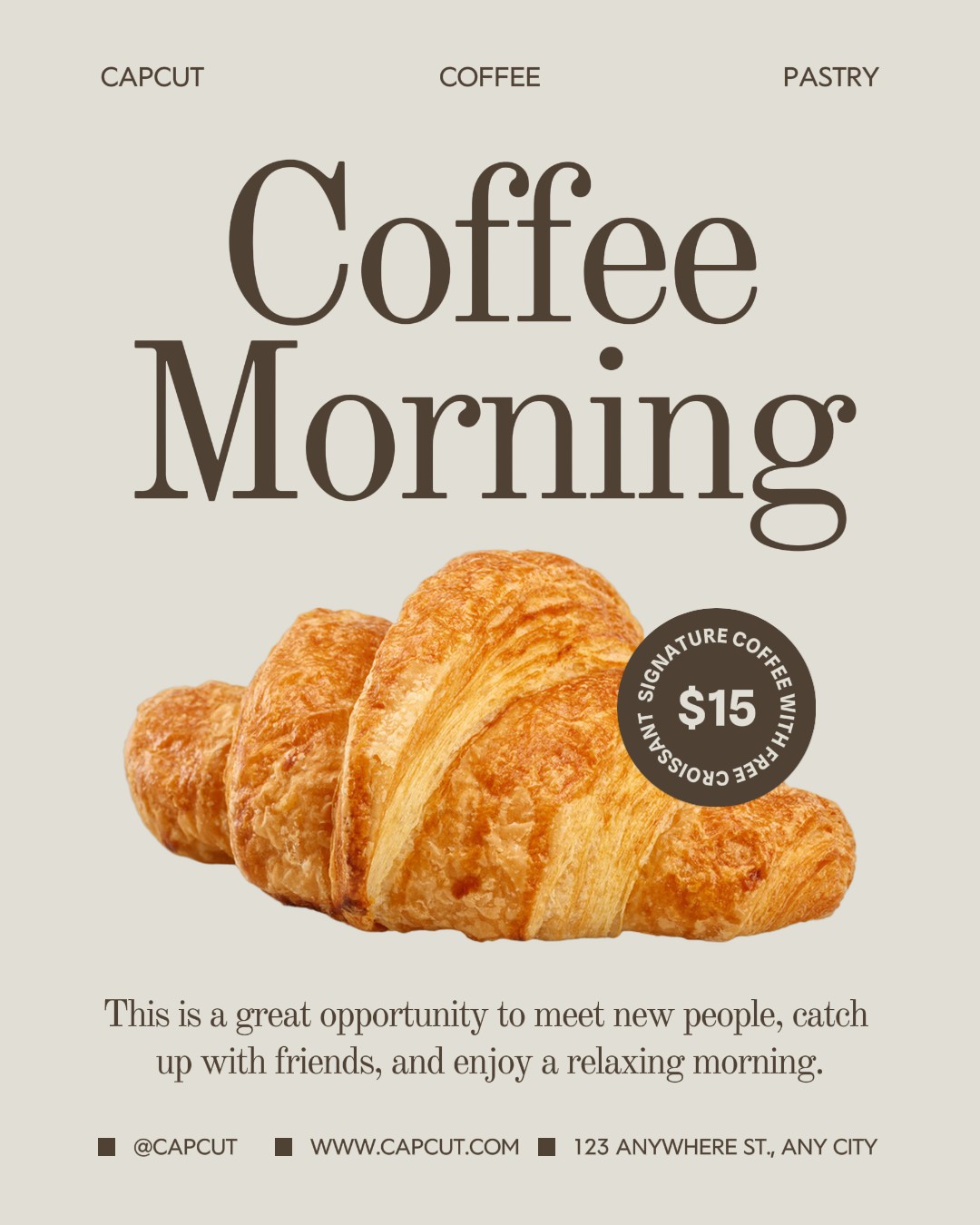 Beige Minimal Coffee Morning Promo Instagram Post