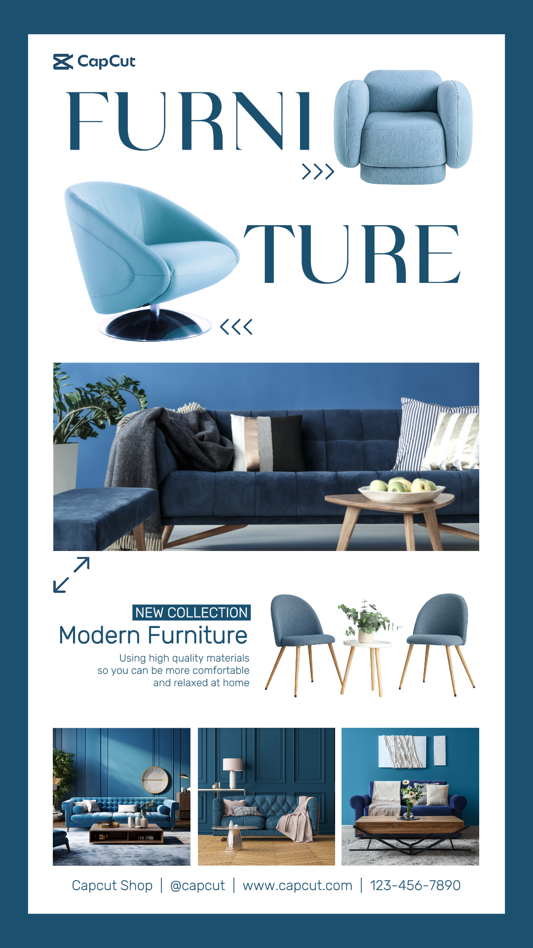 Furniture Catalog Promotion Instagram Story Post Blue Minimalist