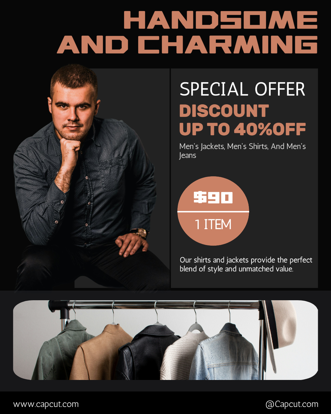 Affiche marketing de vêtements et de chaussures Instagram Portrait Chemises d'homme