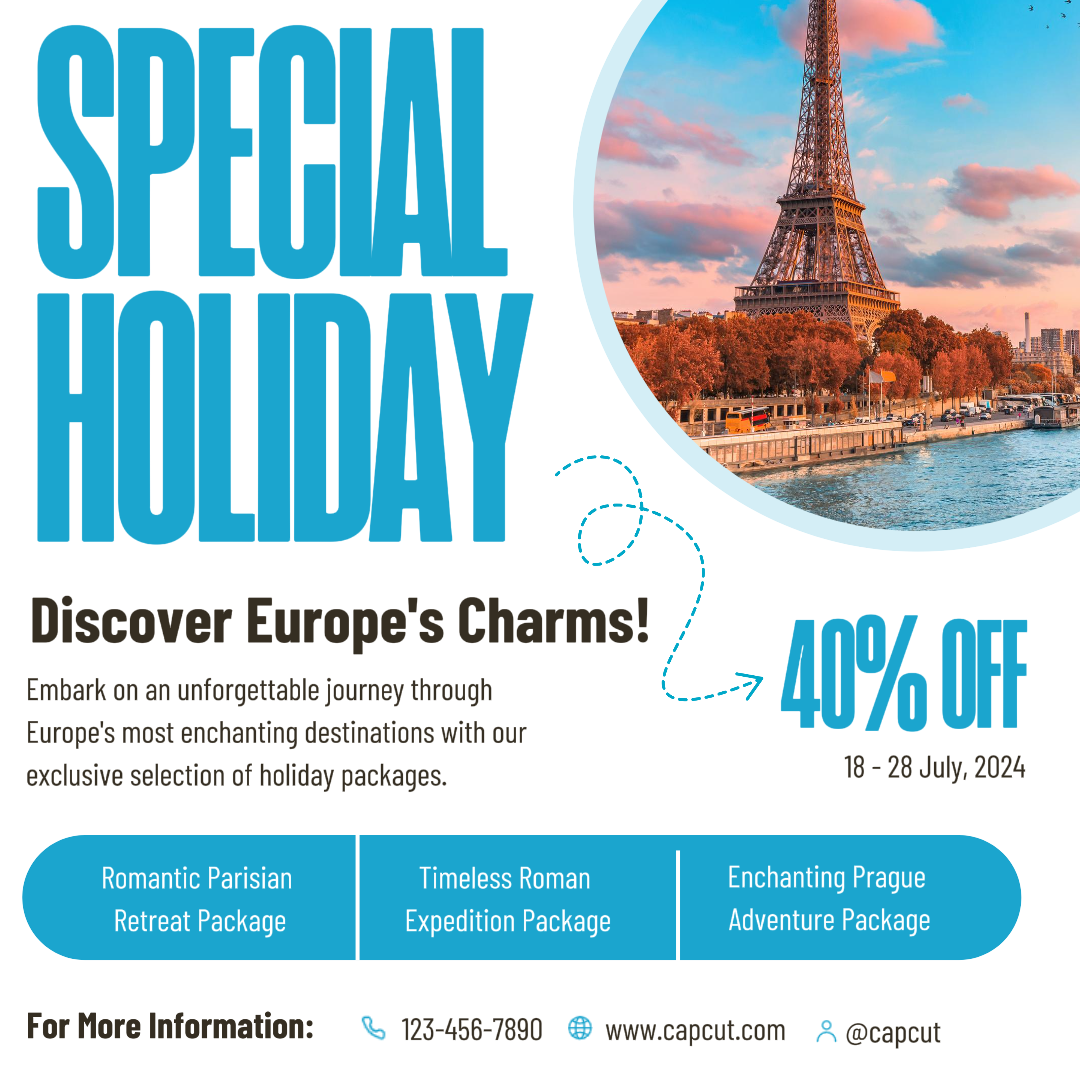 Cartel de Marketing de Viajes Venta Especial de Vacaciones Instagram Post Estilo Moderno