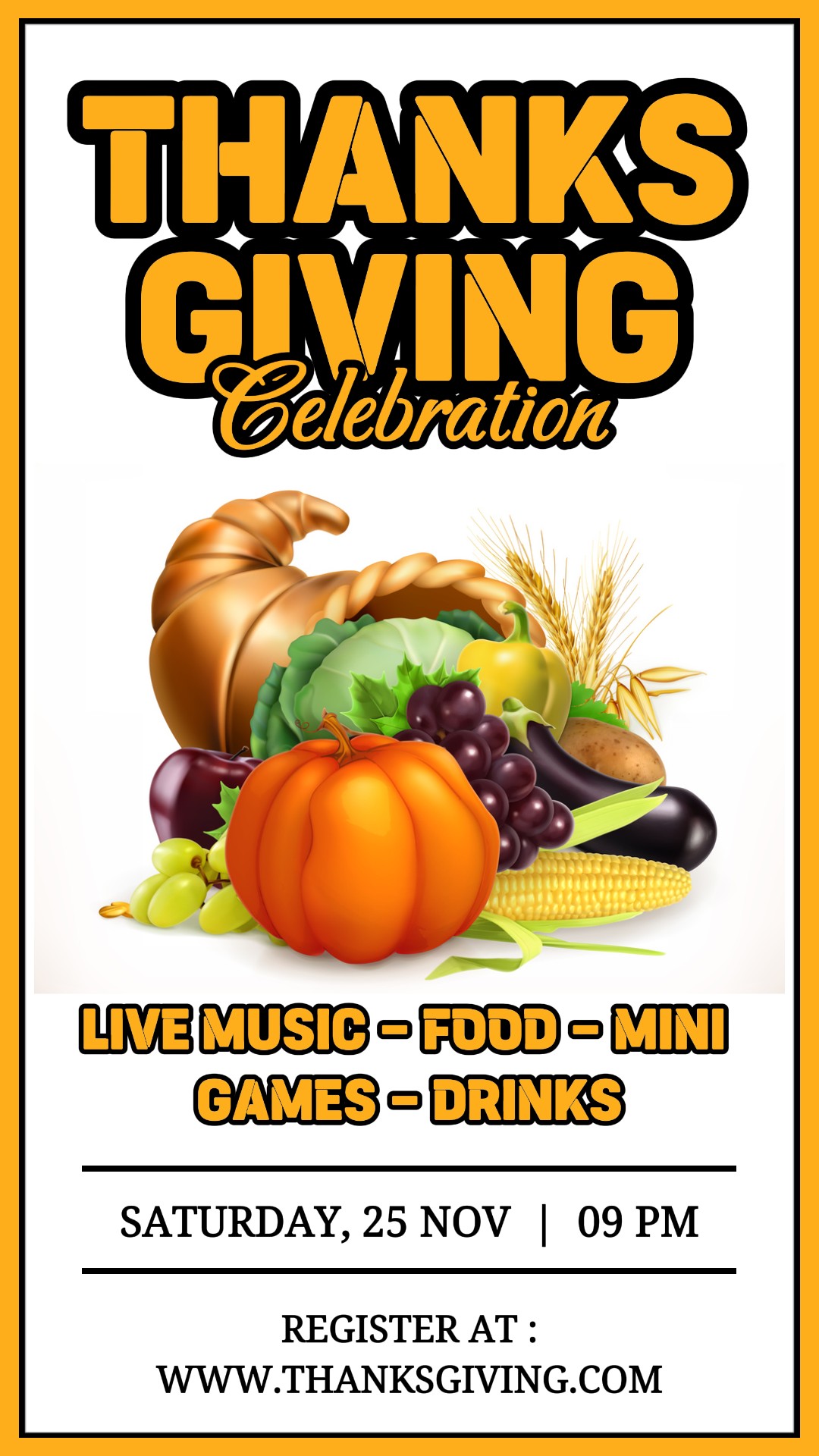 Convite de Celebração de Ação de Graças História do Instagram