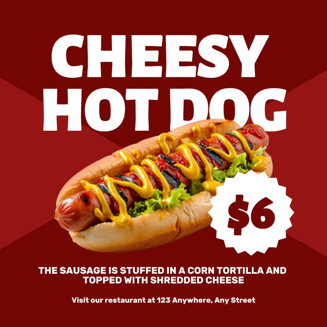 Makanan Hotdog Tampilan Instagram Post Minimalis