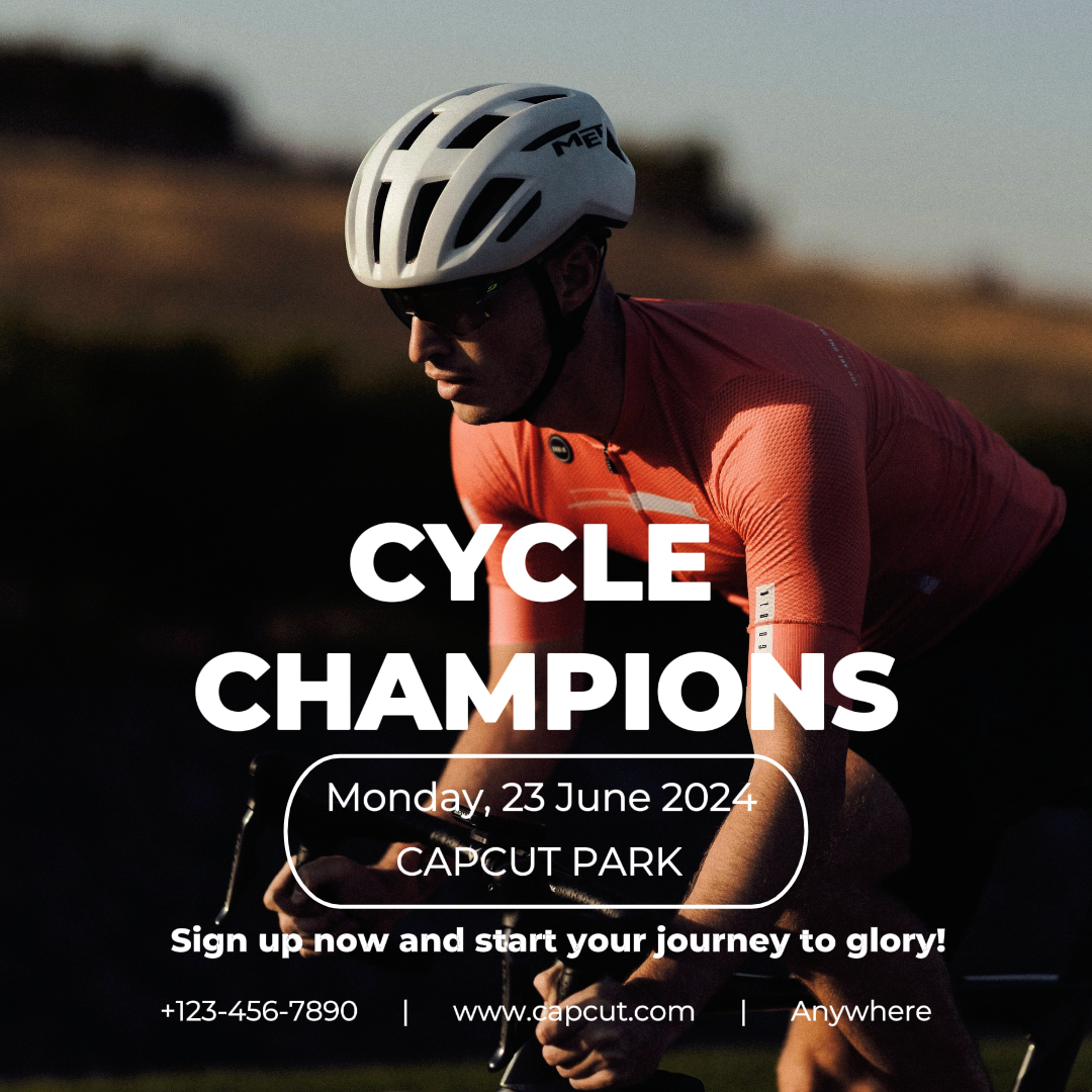 Cartel de marketing deportivo y de partidos ciclismo instagram post campeón