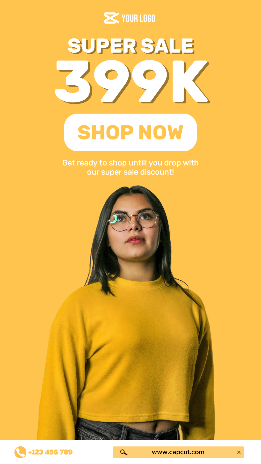 Clothing and Shoes Super Sale Instagram Story Yellow and White Minimalist